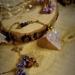 Pendule Luminescent doré Imbolc ~ Améthyste