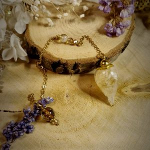 Pendule luminescent doré Imbolc ~ Citrine