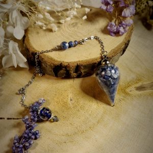 Pendule luminescent argenté Imbolc ~ Sodalite