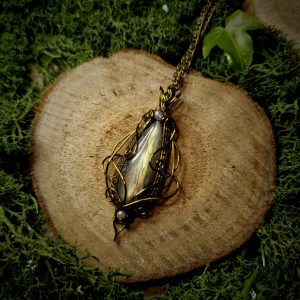 Talisman labradorite collier long sautoir bronze antique