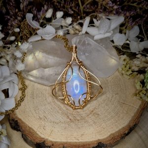 Amulette Protection Energétique ~ Pierre de lune arc-en-ciel