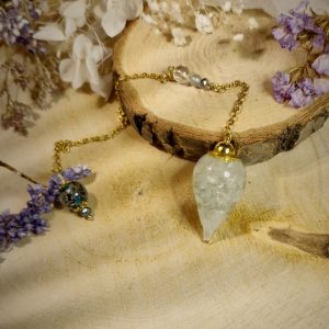 Pendule luminescent doré Imbolc ~ Calcite verte