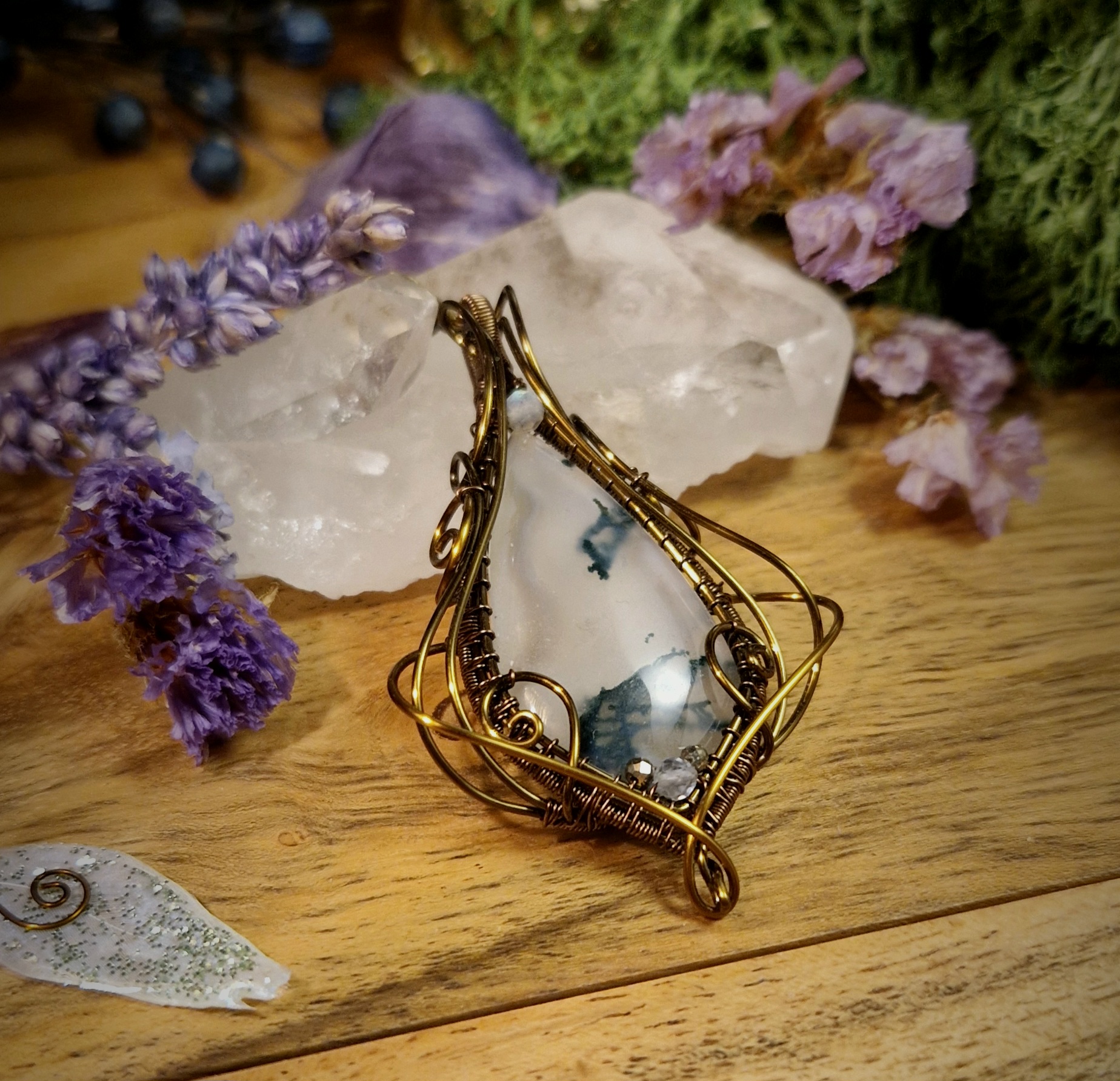 Talisman agate mousse ~ Flamme blanche