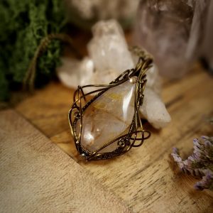 Talisman de Lumière "Flamme blanche" – Quartz hématoïde